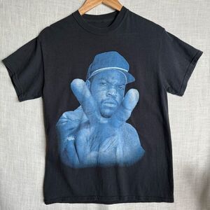 Ice Cube T-Shirt Mens M Black Blue Rap Tee Hip Hop Graphic West Coast Streetwear
